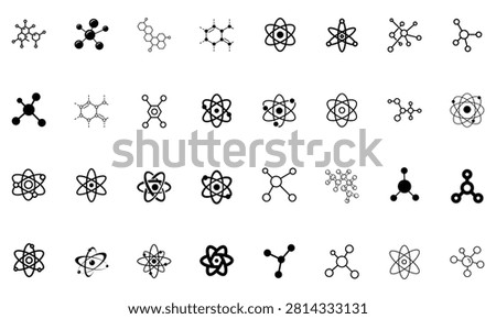 set of atoms and chemical molecular structures with molecule