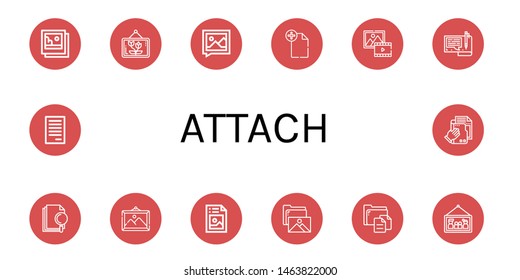 Set of attach icons such as Pictures, Picture, File, Gallery , attach