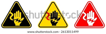 set Attention electrical shock hazard Symbols danger and safety signs design template vector illustration