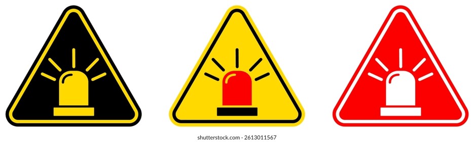 set Attention emergency stop button Symbols danger and safety signs design template vector illustration