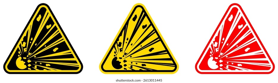 set Attention explosive materials Symbols danger and safety signs design template vector illustration