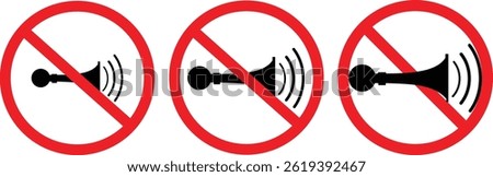 set Attention honk icon. no sound sign with a horn and a loudspeaker.  Symbols prohibition and warning signs. in modern design. design template illustration

