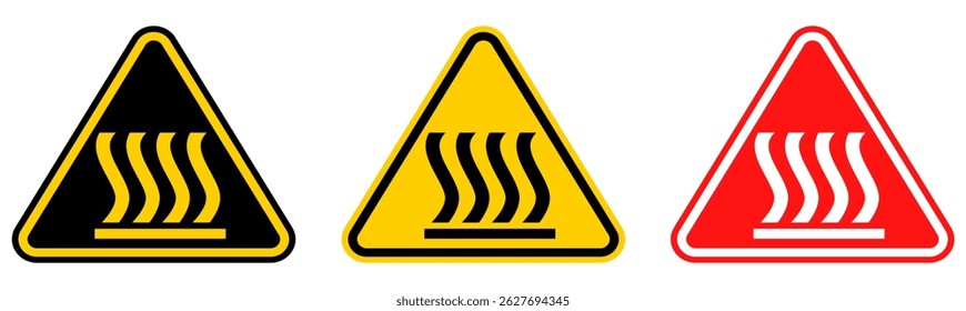 set Atención señal de superficie caliente Símbolos diseño Plantilla Ilustración vectorial