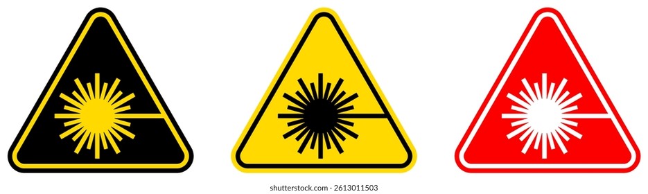 set Attention laser hazard Symbols danger and safety signs design template vector illustration