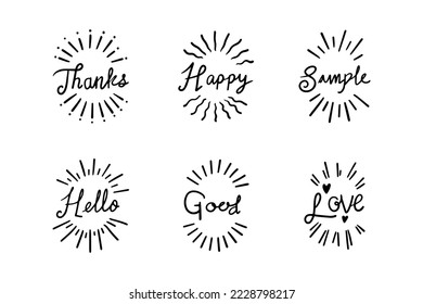 A set of attention line illustrations, sun lines around text