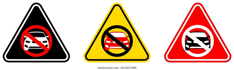 set Attention no parking Symbols prohibition and warning signs design template vector illustration
