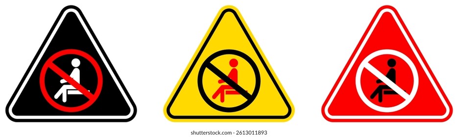 set Attention no sit Symbols prohibition and warning signs design template vector illustration