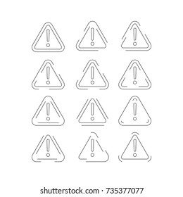 Set of attention outlined marks. Collection of danger signs