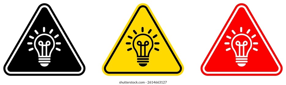 set Attention quick tips sign. bulb Symbols design template vector illustration