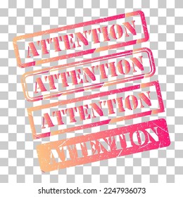 Set of Attention stamp symbol, label sticker sign button, text banner vector illustration .