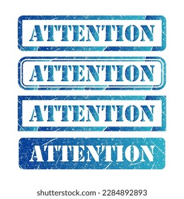 Set of Attention stamp symbol, label sticker sign button, text banner vector illustration .