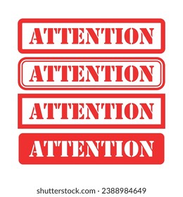 Set of Attention stamp symbol, label sticker sign button, text banner vector illustration .