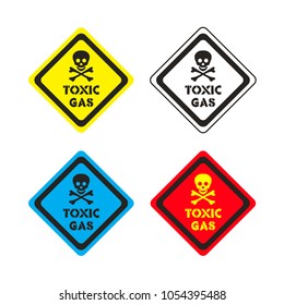 set of attention toxic gas vector sticker on the colorful background