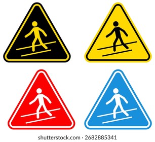 set Atención use esta pasarela Símbolos peligro y señales de seguridad diseño Plantilla Ilustración vectorial