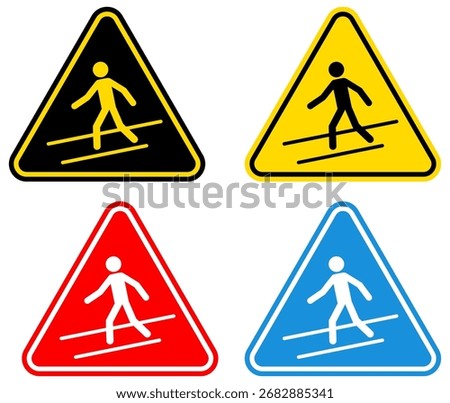 set Attention use this walkway Symbols danger and safety signs design template vector illustration