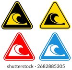 set Attention warning tsunami Symbols danger and safety signs design template vector illustration