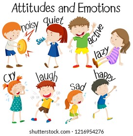 Set of attitudes and emotions illustration