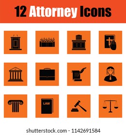 Set of attorney  icons. Orange design. Vector illustration.