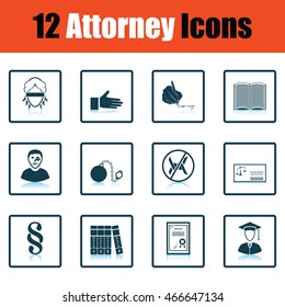 Set of attorney  icons.  Shadow reflection design. Vector illustration.