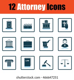 Set of attorney  icons.  Shadow reflection design. Vector illustration.