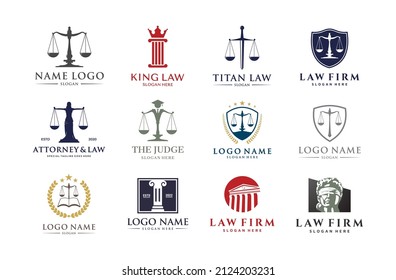set of attorney law icon justice, lawyer, legal, firm, judge logo design collection