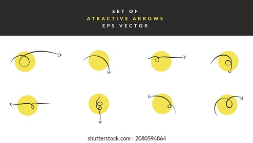 Set of Attractive and Dynamic Arrows Isolated on White Background