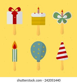 set of attributes birthday. vector format.