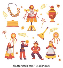 Set of attributes for Maslenitsa holiday
