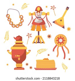 Set of attributes for Maslenitsa holiday