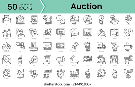 Set of auction icons. Line art style icons bundle. vector illustration