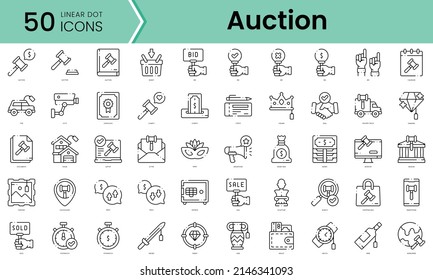 Set of auction icons. Line art style icons bundle. vector illustration