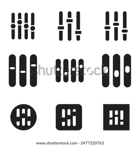 Set of audio equalizer icons isolated on white background. 
