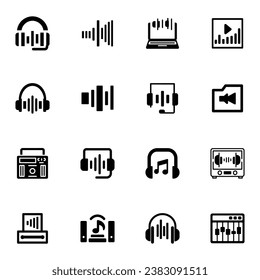 Set of audio icon. Pictogram vector design.
