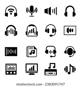 Set of audio icon. Pictogram vector design.