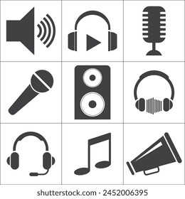 conjunto de iconos de audio Ilustración vectorial