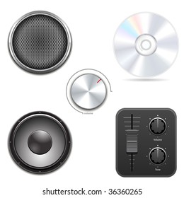Set of audio items. Vector Illustration