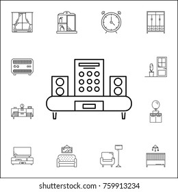 Set of audio speaker icons. Set of household accessories icons. Signs, outline furniture collection, simple thin line icons for websites, web design, mobile app, info graphics on white background