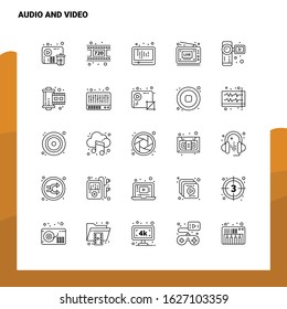 Set of Audio And Video Line Icon set 25 Icons. Vector Minimalism Style Design Black Icons Set. Linear pictogram pack.