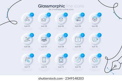 Set of Augmented reality, Statistics and Startup rocket line icons for web app. Fuel price, Packing boxes, Annual calendar icons. Rise price, Chemistry molecule, Fast verification signs. Vector