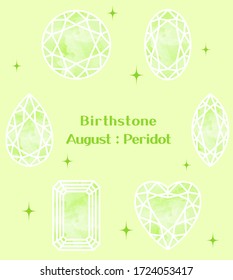 Set of August birthstone icons