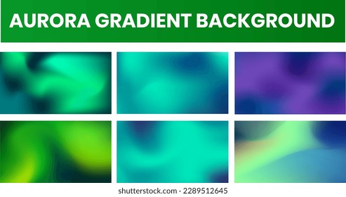 Set of Aurora Gradient covers design templates with vibrant gradient background. Trendy modern design. Applicable for placards, banners, flyers, presentations, covers and reports. Vector illustratio