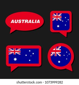 Set of Australia flag in dialogue bubble
