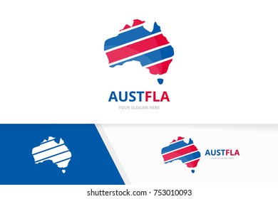 Set of australia logo combination. Oceania and country symbol or icon. Unique continent logotype design template.