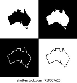 Set of Australia Map Designs with White and Black Background