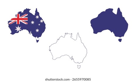 Set of Australia map isolated on white background, vector illustration design