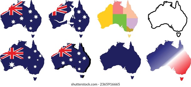 Set of australia map vector illustrations