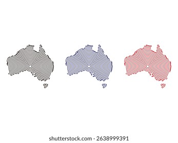 set of Australia outline vector illustration, isolated on transparent background
