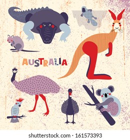 Set of Australian animals