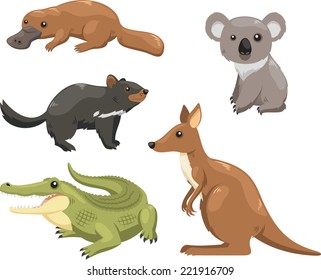 Set of australian animals.