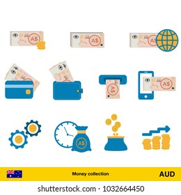 Set of Australian dollar. Banknote and coin of Australian dollar